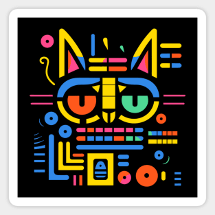 Colorful Doodle Minimalist Cat Magnet